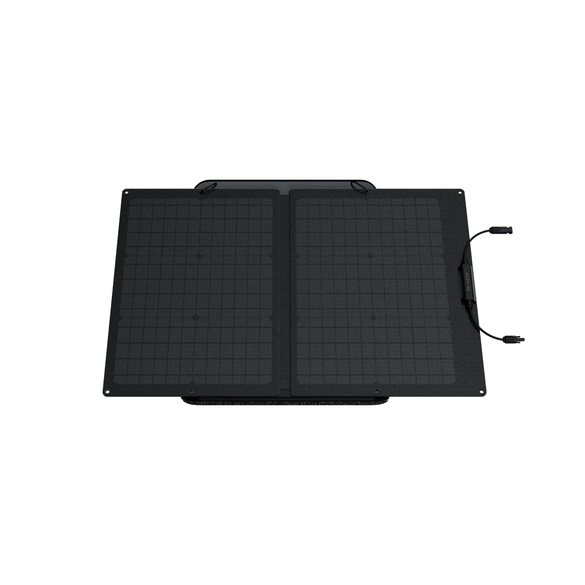 A black EcoFlow 60W Monocrystalline Portable Solar Panel on a white background.