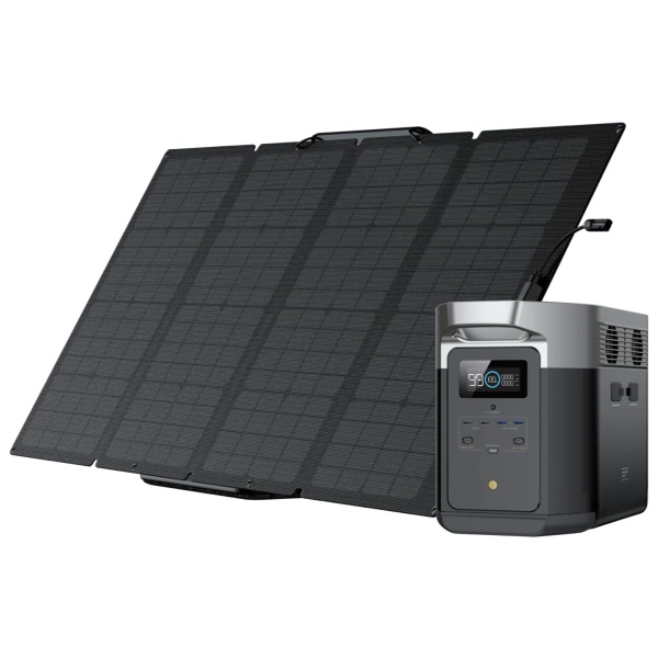 A solar panel with a portable solar generator.