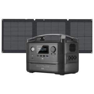 A portable solar power system with a remote control and a 110W Portable Solar Panel.