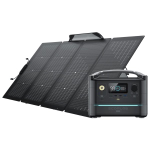 A solar generator with a portable solar panel, battery, and charger.
