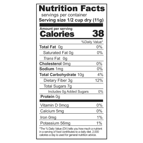 Rainy Day Foods Freeze-Dried Cranberries nutrition label.