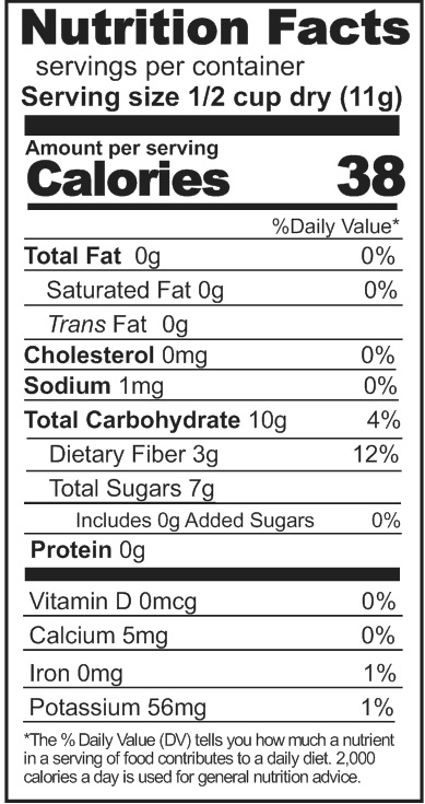 Rainy Day Foods Freeze-Dried Cranberries nutrition label.