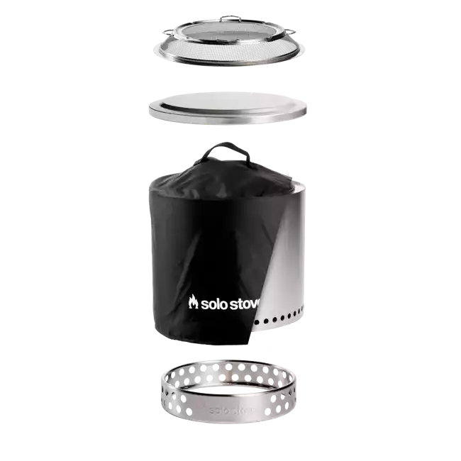 Portable "smokeless" black pot with lid.