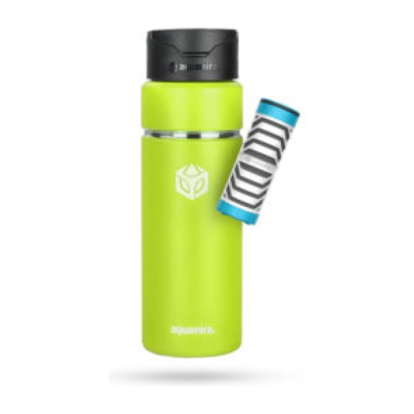 AquaMira SHIFT 24oz Filter Bottle with a blue and black straw.