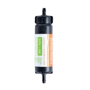 A black and orange WaterBasics Series II GRN Line bottle on a white background.