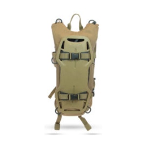 A tan backpack with two straps for hydration.