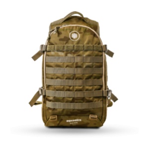 A multicam backpack on a white background.