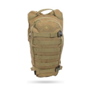 A coyote hydration pack on a white background with Aquamira Tactical RIG 700 (Coyote) Pressurized Hydration.