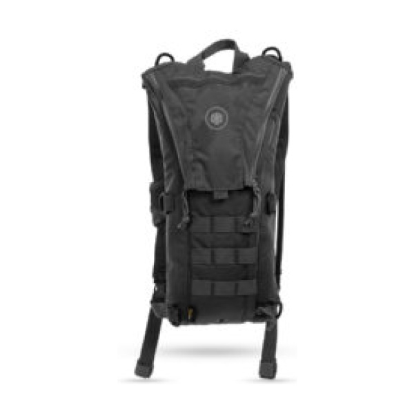 Aquatia Tactical RIGGER backpack in black with two straps and a shoulder strap.