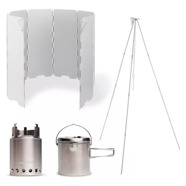 Portable stove and camping gear kit.