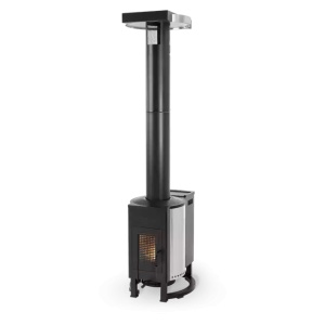 A black background showcasing a wood stove.