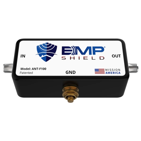 EMP Shield protecting HF/VHF/UHF Radio with up to 200 Watts of EMP Protection, F-Connectors, and expedited shipping.