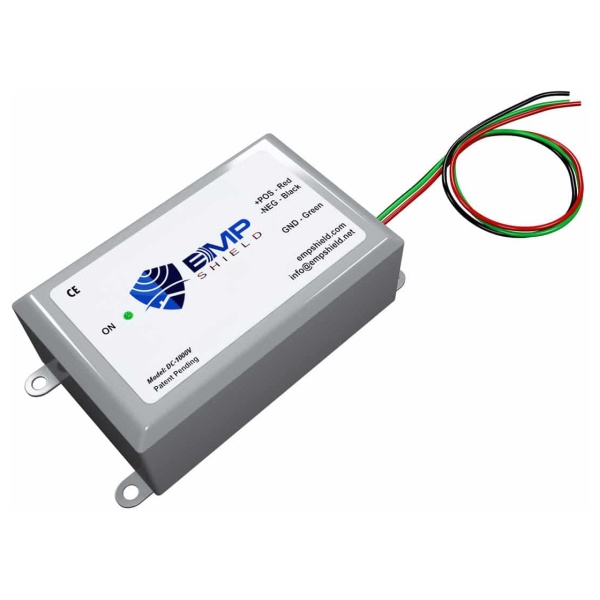 A power supply with a wire connected to it, suitable for DC 1000 Volt systems and offering EMP shield protection.