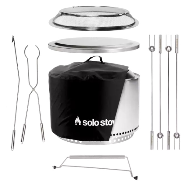 The Solo Stove Ultimate Bundle 2.0 includes a stainless steel Yukon stove and utensils, and is portable and smokeless.