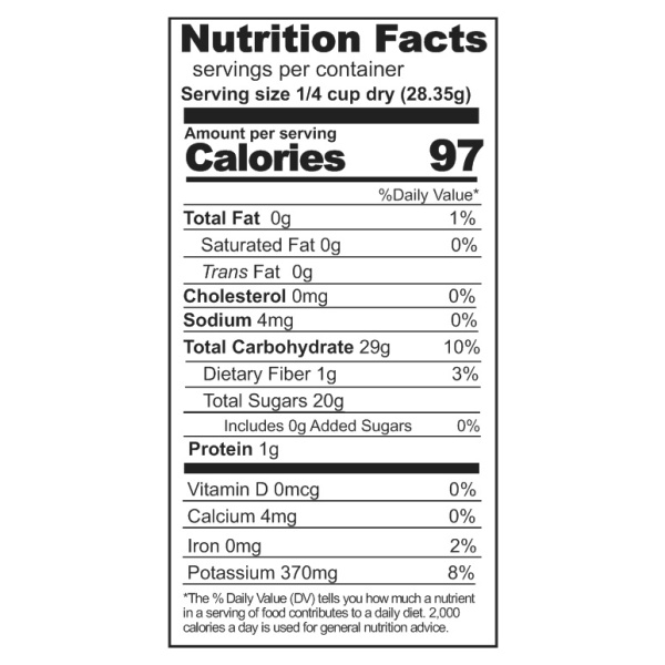 Nutrition label for Rainy Day Foods Freeze-Dried Pomegranate Arils 6 (Case of Six) #10 Cans - 150 Servings.