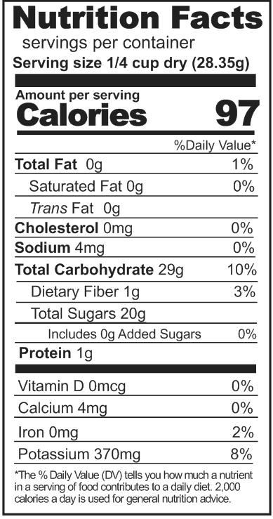 Nutrition label for Rainy Day Foods Freeze-Dried Pomegranate Arils 6 (Case of Six) #10 Cans - 150 Servings.