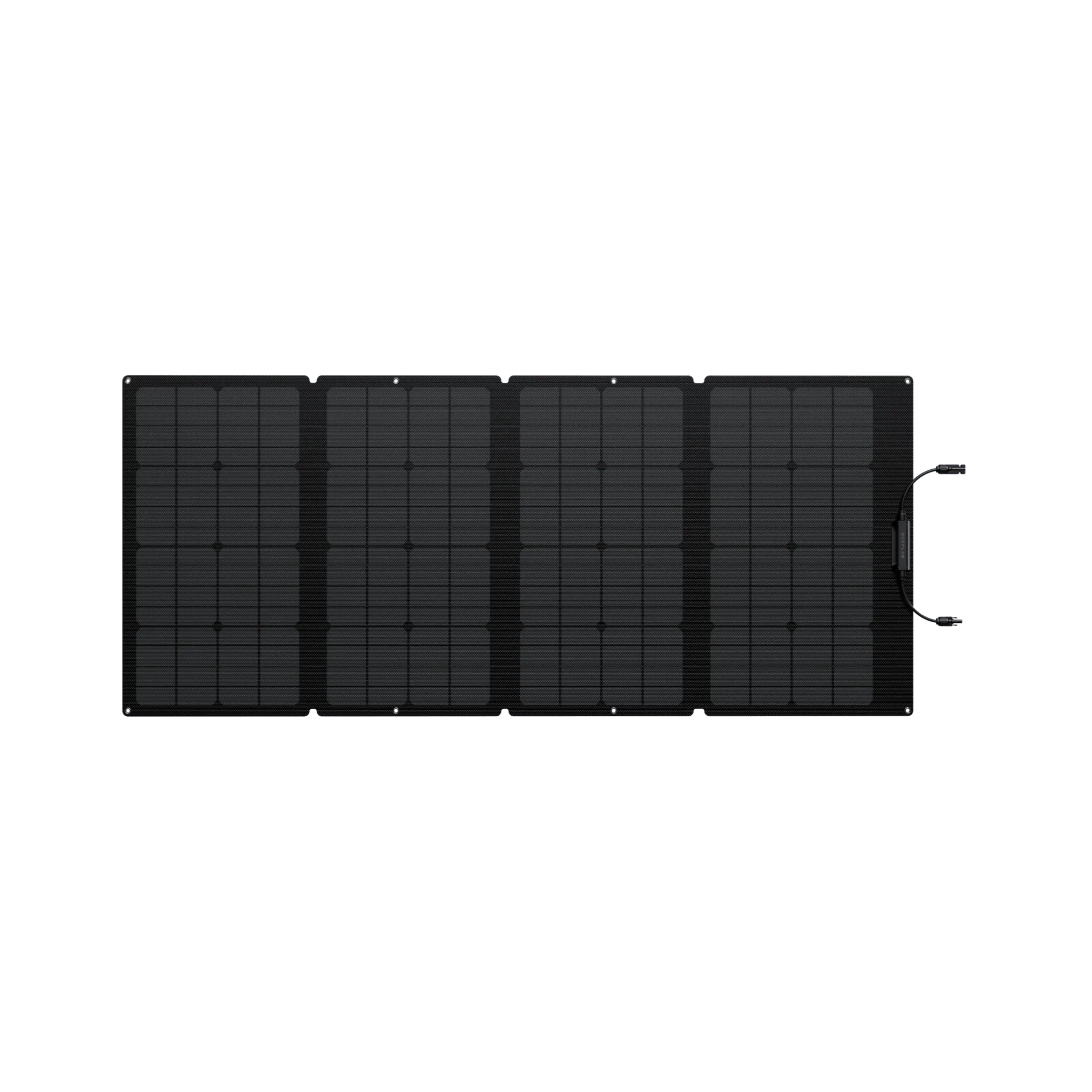 EcoFlow 160W Portable Solar Panel in black on a blue background.