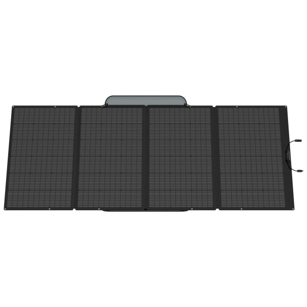 EcoFlow 400W Portable Solar Panel on a black and white background.