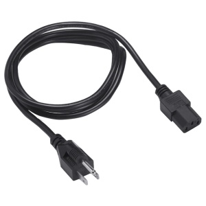 A black power cord with a black plug available for shipping in 1-2 weeks.