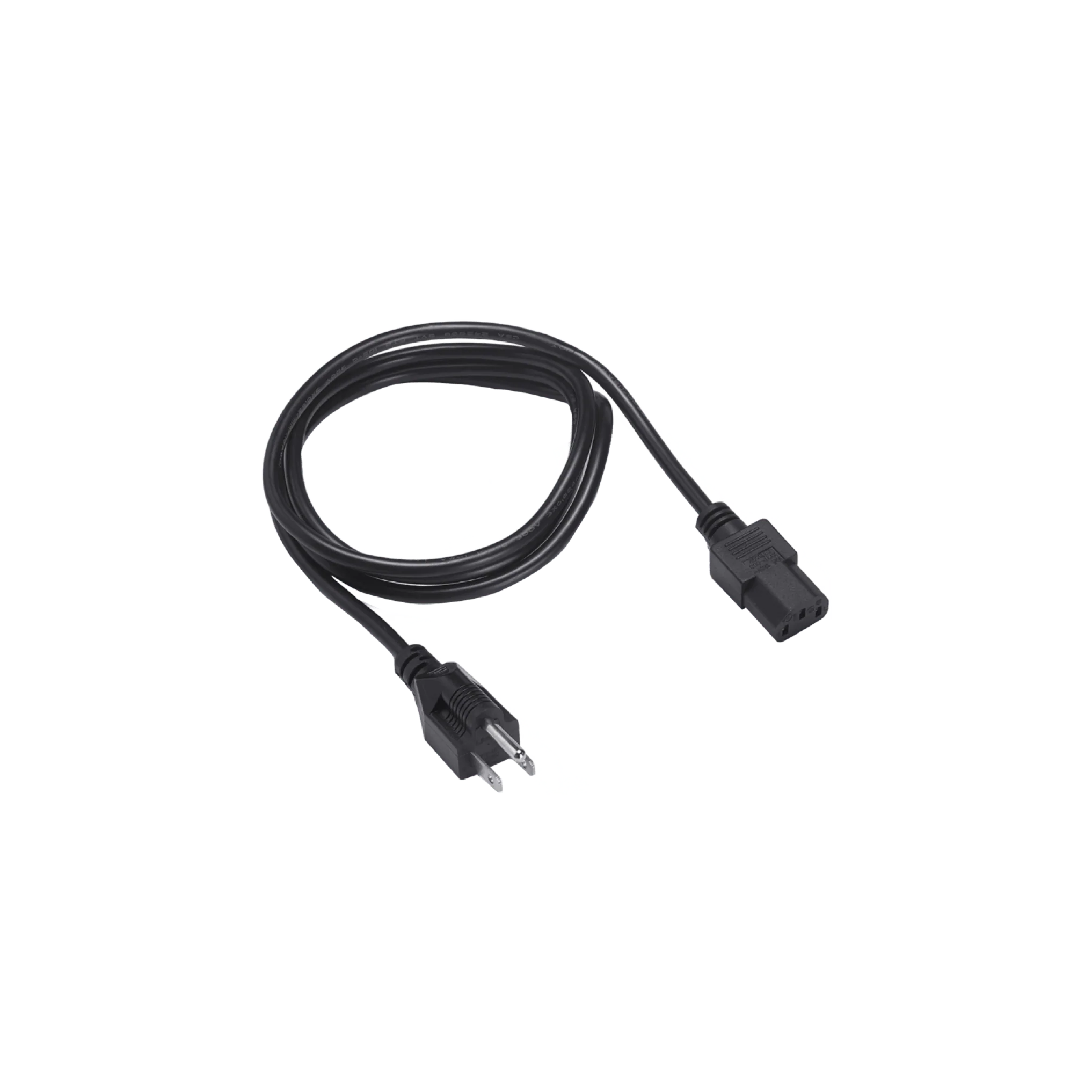 A black power cord with a black plug available for shipping in 1-2 weeks.