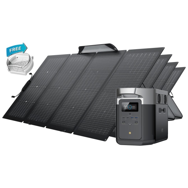 A solar panel with battery and portable solar panels.