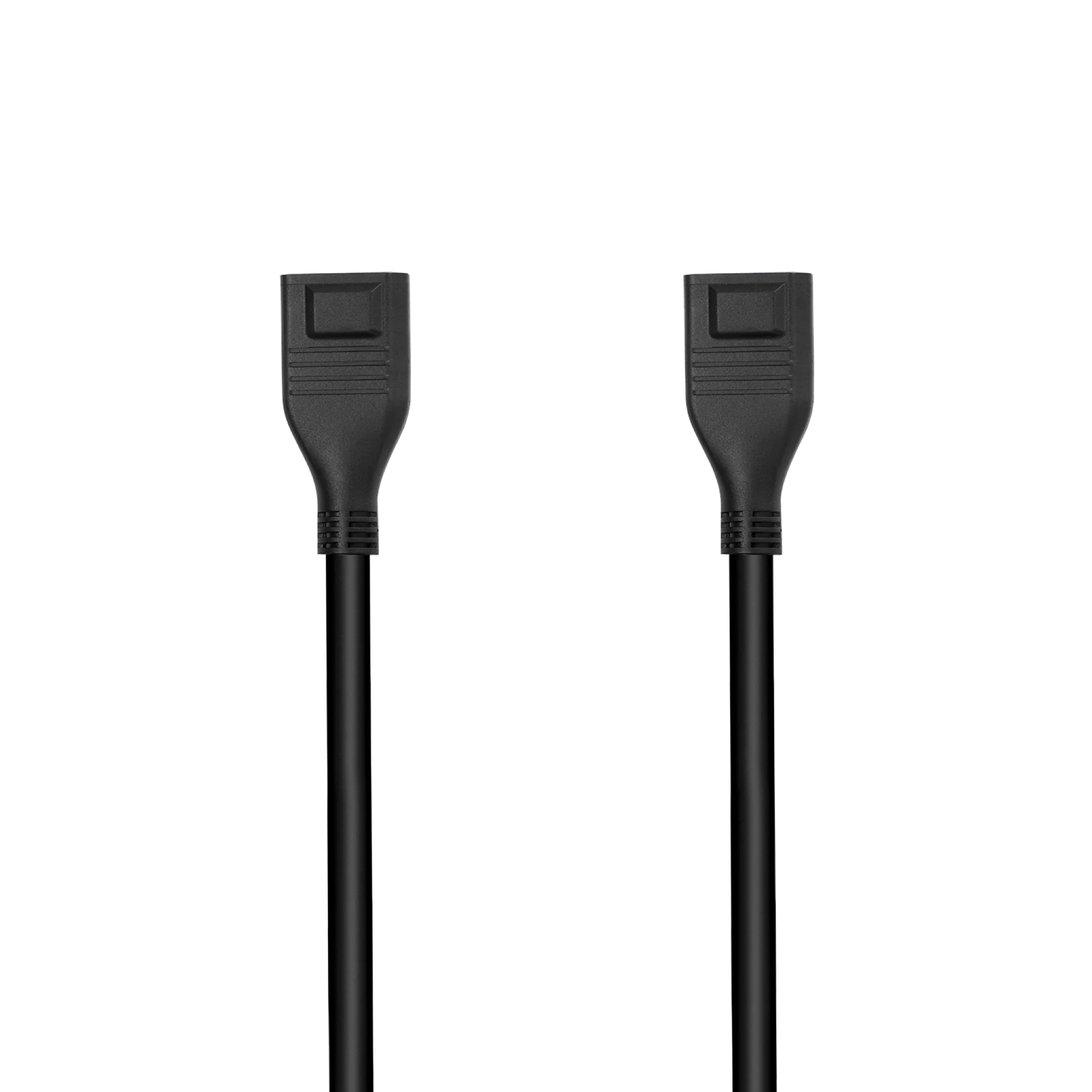 A pair of black ethernet cables on a white background for EcoFlow DELTA Max Extra Battery.