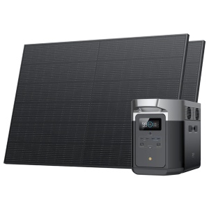 A solar panel system with EcoFlow DELTA Max Solar Generator and two 400W rigid solar panels.