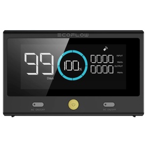 A digital timer on a black background with remote control.