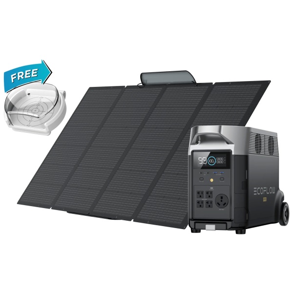 A solar panel with a portable power supply.