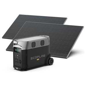 A portable solar power system featuring two 400W rigid solar panels.