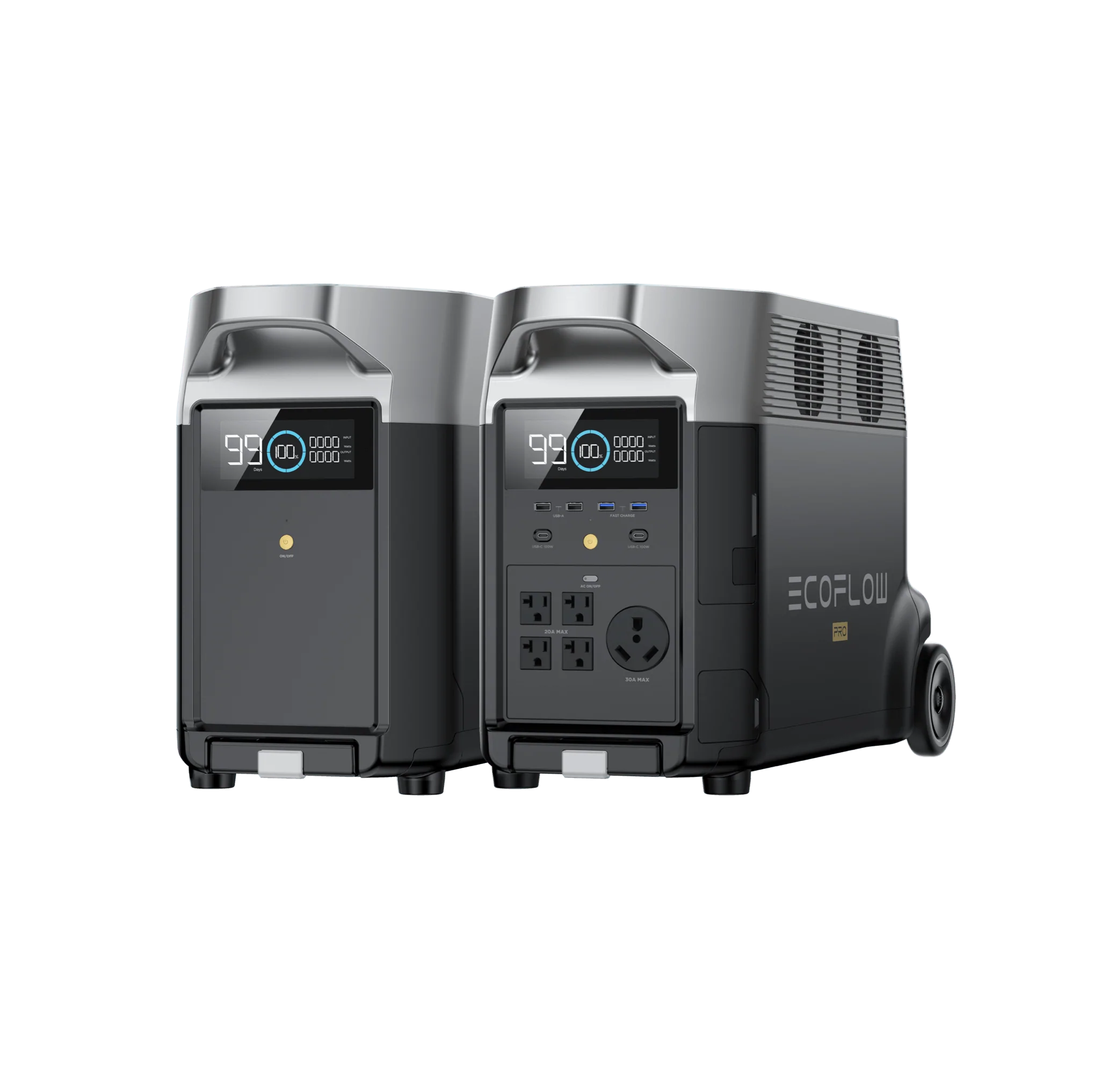 Two portable generators on a white background.