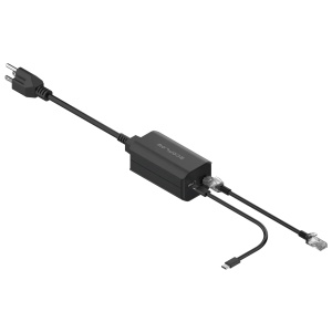 A black cord with a plug attached to it, suitable for EcoFlow Portable Power Station.
