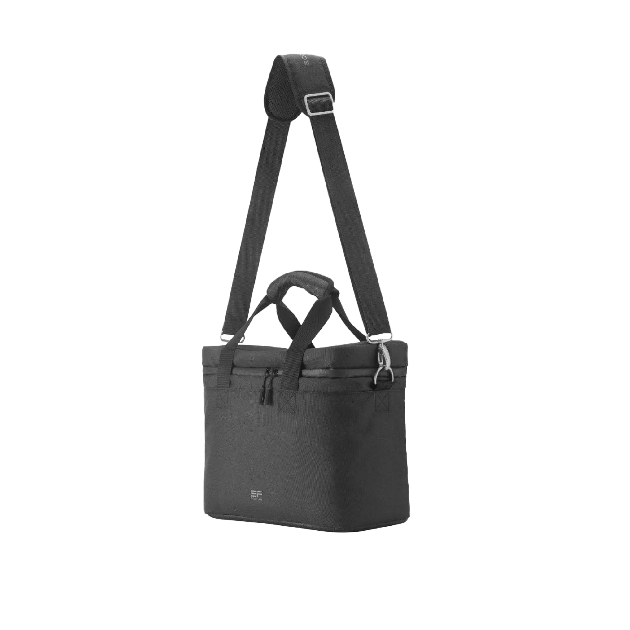 A black tote bag with a shoulder strap, EcoFlow RIVER Bag.