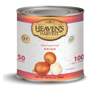Dehydrated onions with 50 servings, #10 Can from Heaven's Harvest (SHIPS IN 1-2 WEEKS).