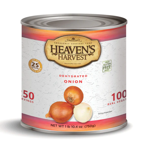 Dehydrated onions with 50 servings, #10 Can from Heaven's Harvest (SHIPS IN 1-2 WEEKS).