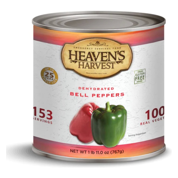 Heaven's Harvest #10 Can of Dehydrated Red and Green Bell Peppers - 153 Servings (SHIPS IN 1-2 WEEKS).
