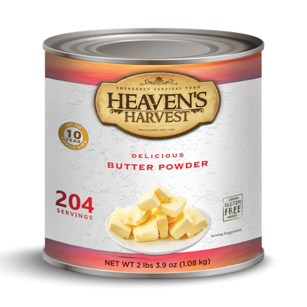 Heaven's harvest butter powder - freeze-dried, #10 can.