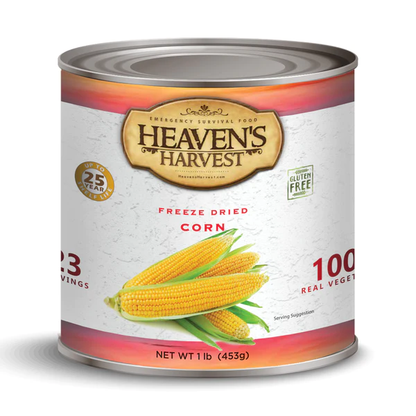 Heaven's Harvest Freeze-Dried Corn in a #10 Can - 23 Servings (SHIPS IN 1-2 WEEKS)