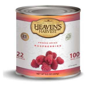 Heaven's Harvest raspberry canned dog food made with freeze-dried raspberries.