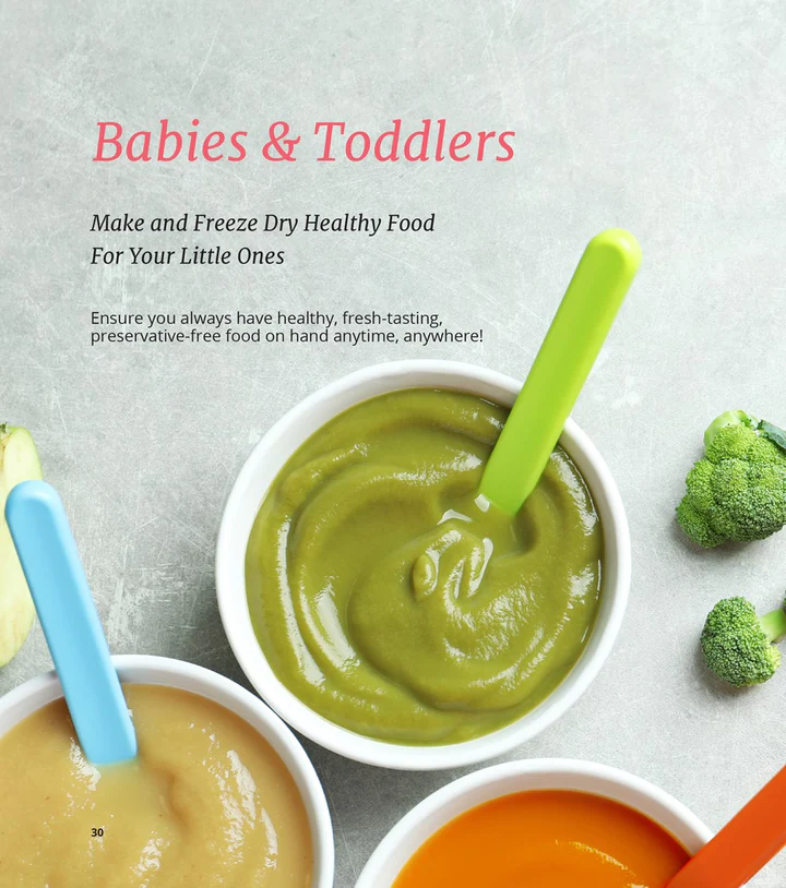 Discover healthy food for babies & toddlers with the Harvest Right Cookbook.