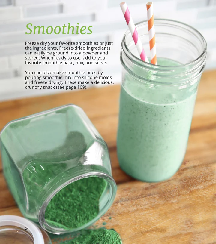 A freeze-dried green smoothie in a jar.