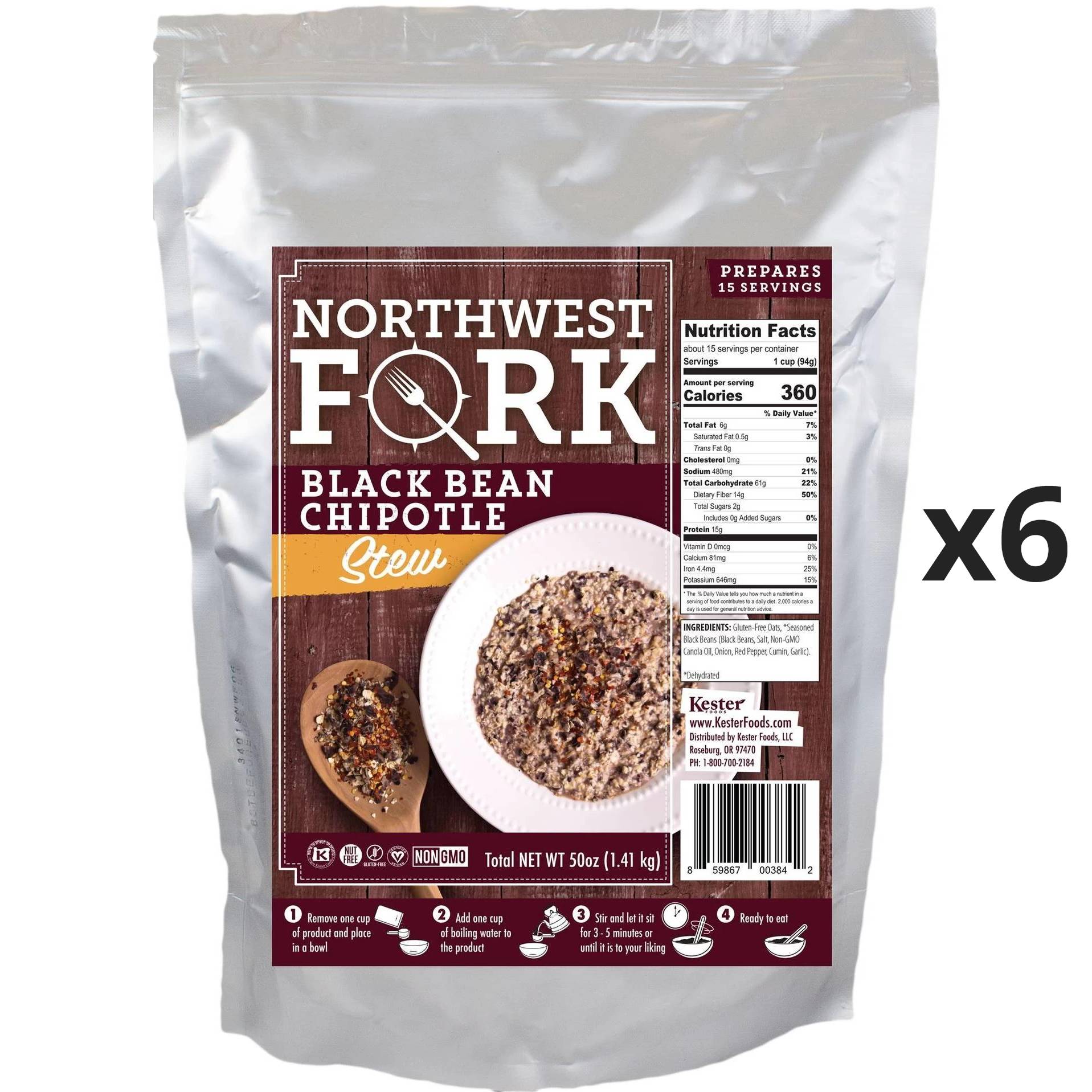 Northwest fork black bean chipotle 6 oz bag, Vegan.