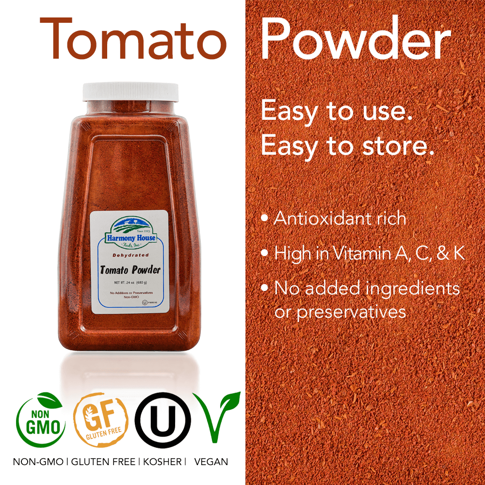 A jar of organic tomato powder.
