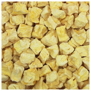 Freeze dried pineapple cubes.