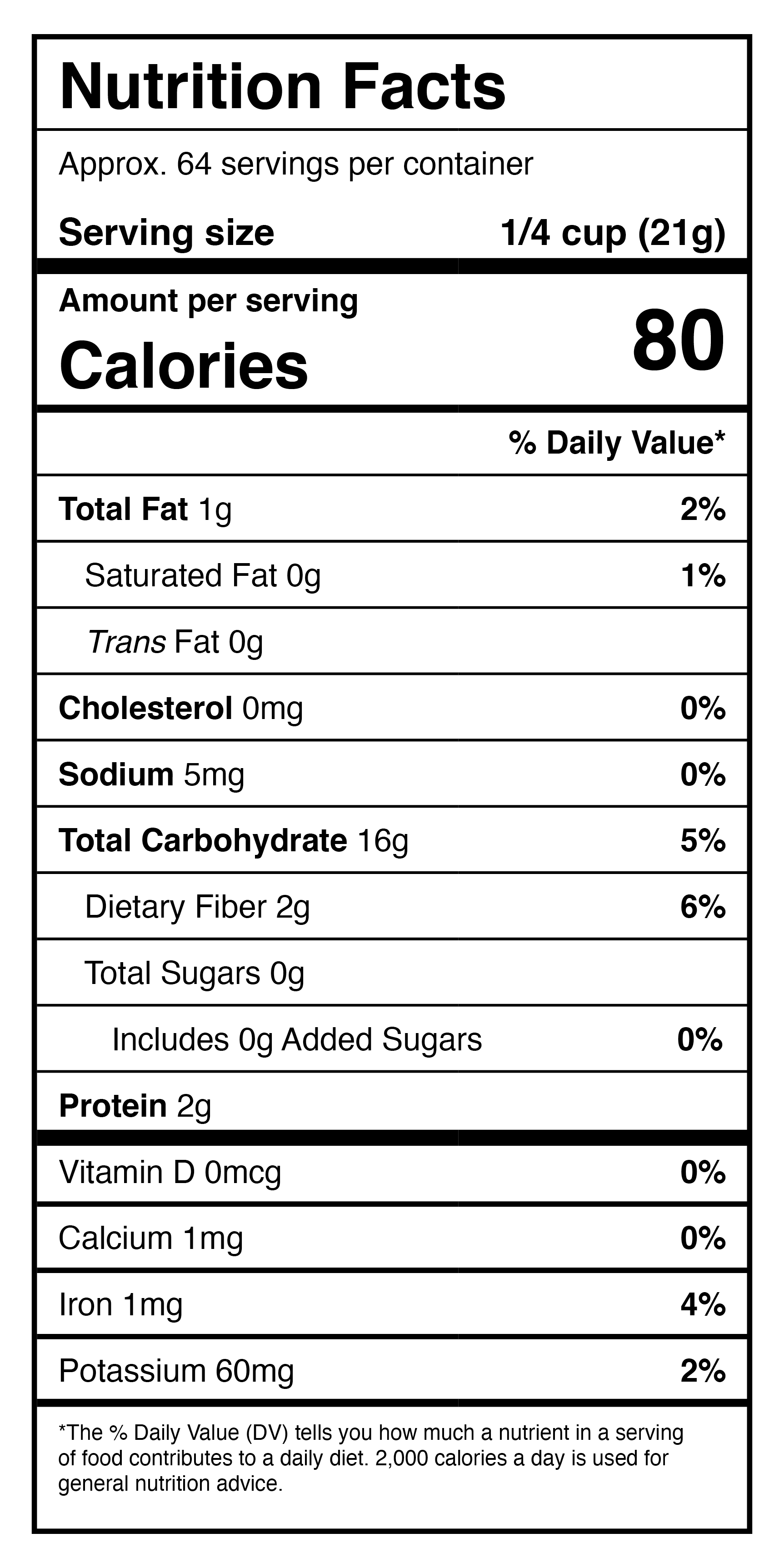 A protein bar nutrition label with Harmony House Dried Corn.