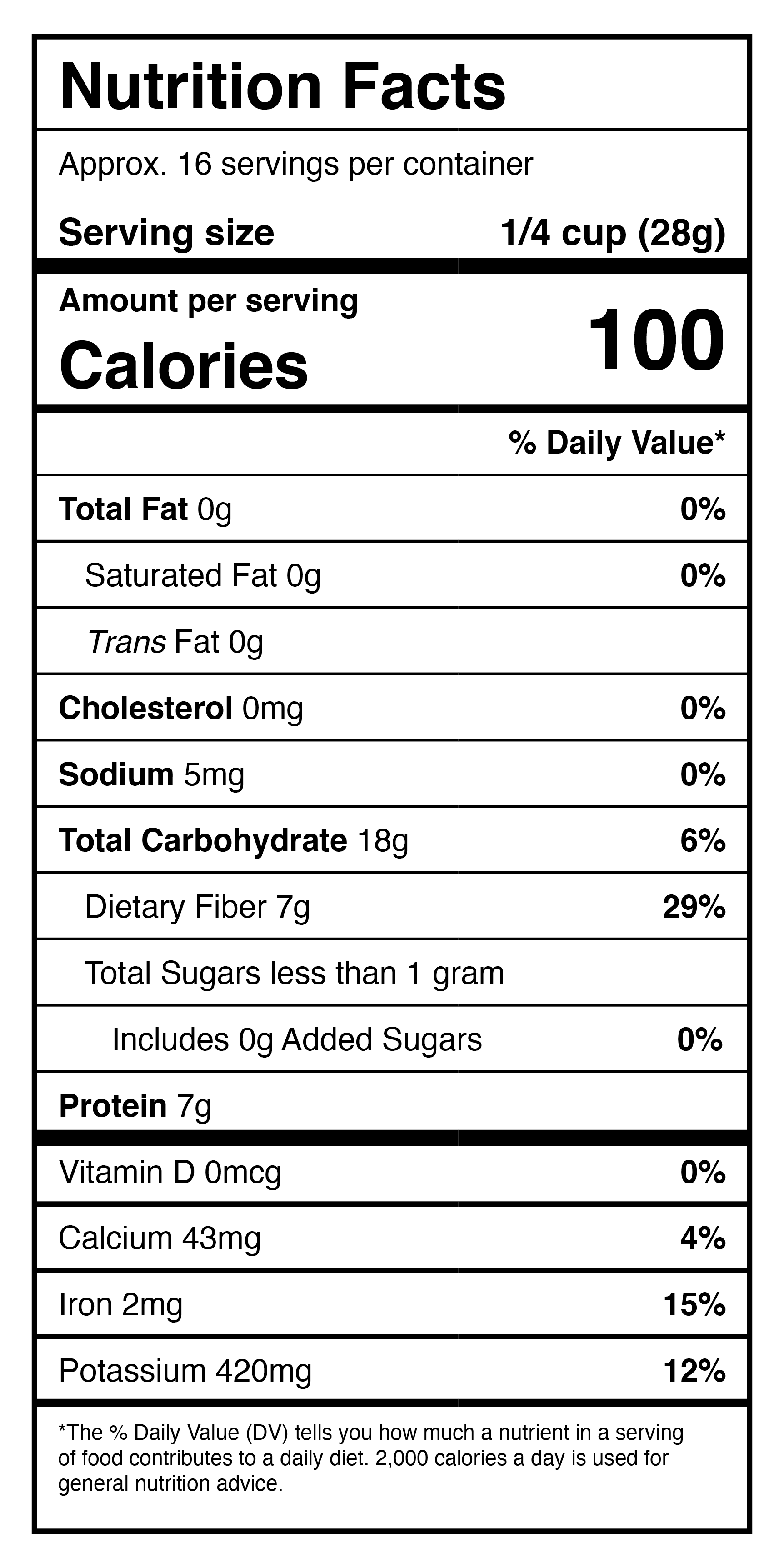 A protein powder nutrition label.