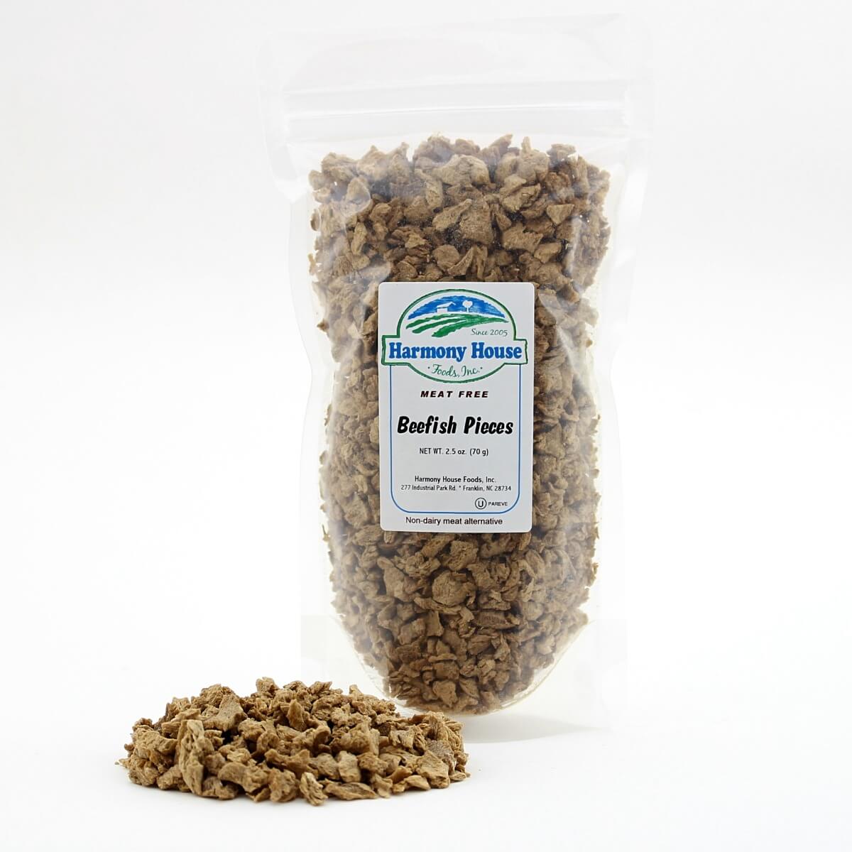 A bag of brown rice granola on a white background.