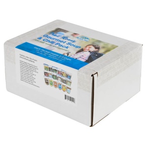 A white box with pictures of a child and a girl.