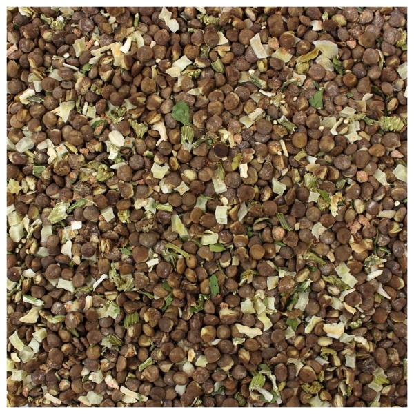 A close up image of a pile of brown seeds sold by Harmony House.