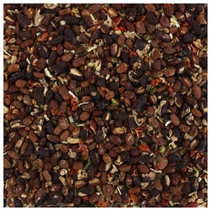 A pile of nuts and seeds on a white background.